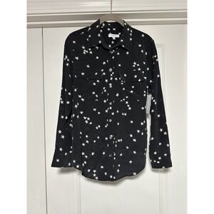 Equipment Femme, Signature Slim Fit Button Down, Black w/Star Print, Women's  XS